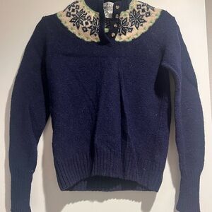 Vintage Woolrich Navy and Cream Snowflake Sweater